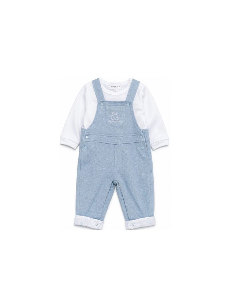 Givenchy Kids Herringbone-Pattern Crewneck T-Shirt And Dungarees Set