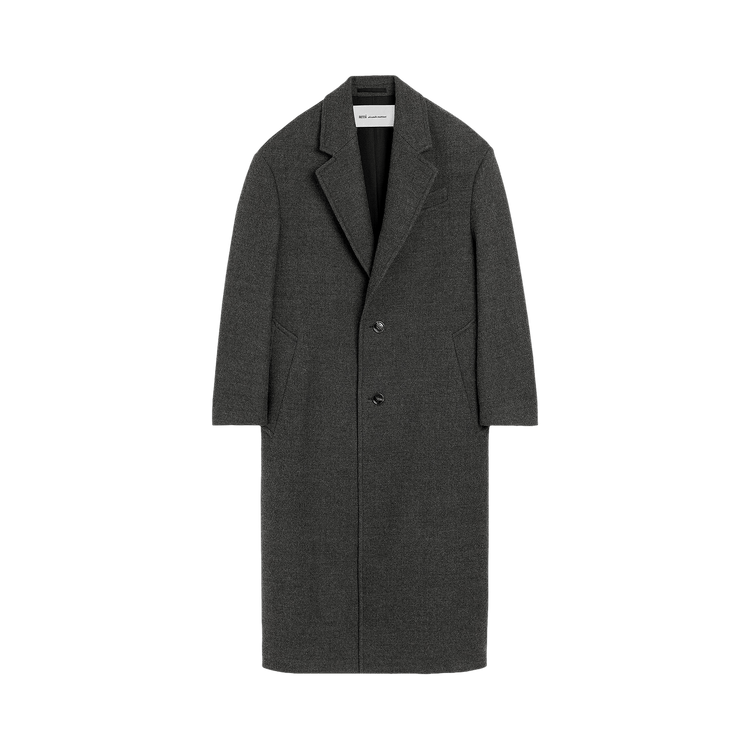 Ami Single Breasted Long Cozy Coat 'Gris Carbone'