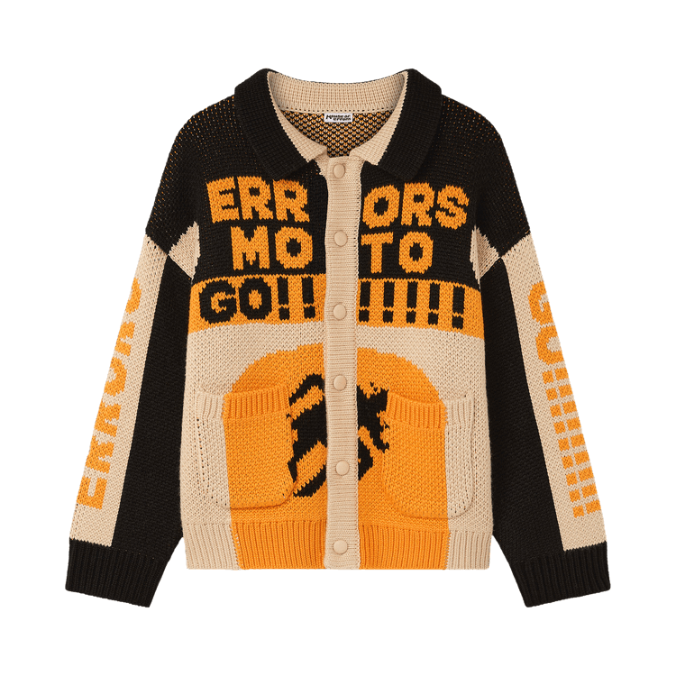 HOUSE OF ERRORS Thick Knit Moto Cardigan 'Black/Orange'