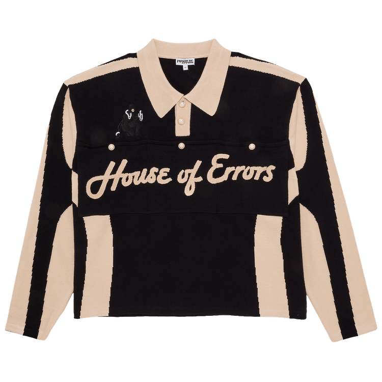 HOUSE OF ERRORS Knitted Cat Burglar Rugby 'Black/Beige'