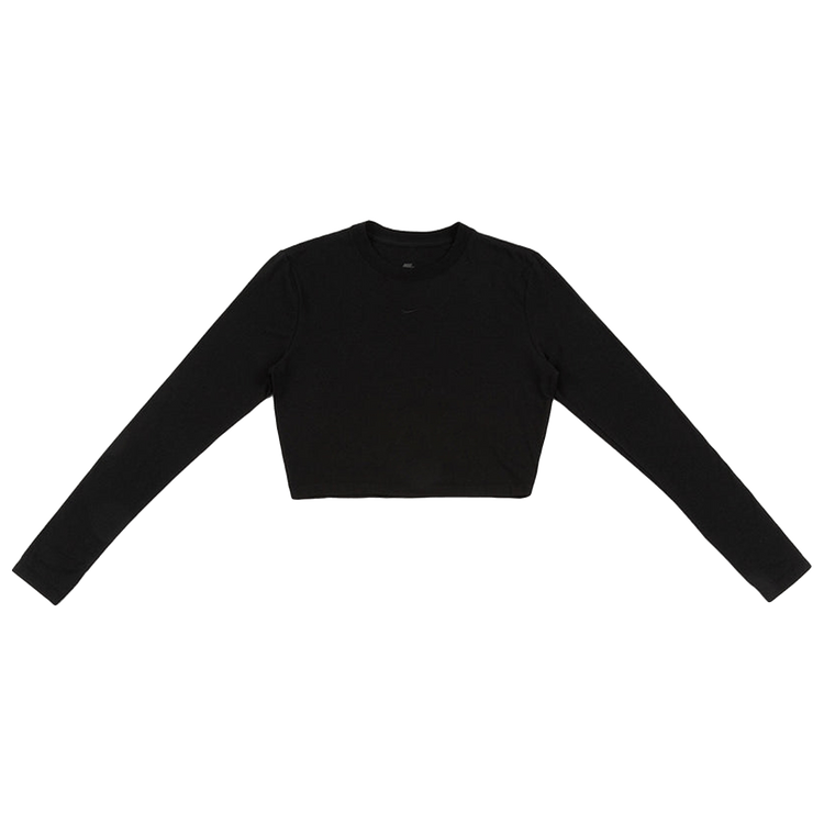Nike NSW Chill Knit Slim Long-Sleeve Cropped Top 'Black'
