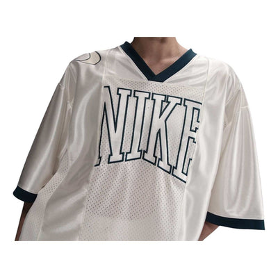 (WMNS) Nike Sportswear Street Oversized Graphic Jersey Top 'Sail Armoury Navy'