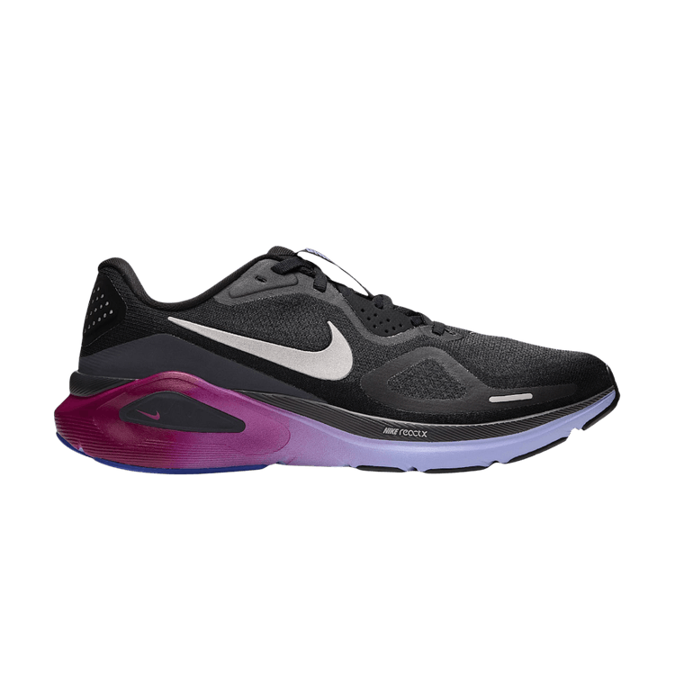 Nike Wmns Structure 26 Road 'Black Gridiron Purple Pulse Metallic Silver'