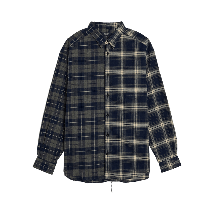 Comme des Garçons Homme Cotton Flannel Check Button Up 'Navy/Grey'