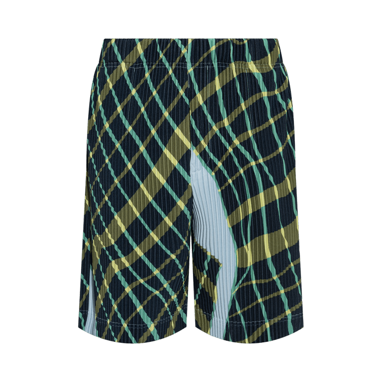 Homme Plissé Issey Miyake Windswept Plaid Shorts 'Blue Grey'