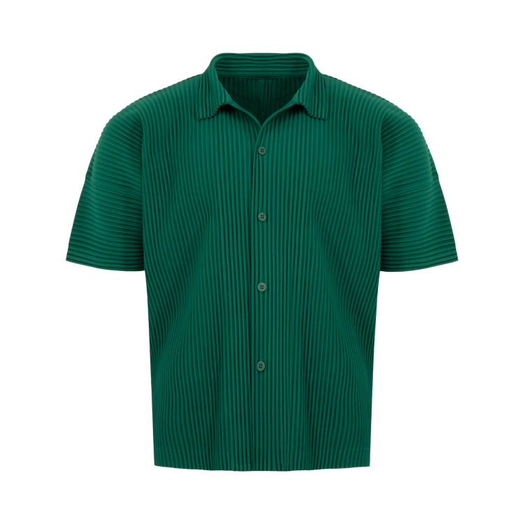 Issey Miyake Short-Sleeve Button Down 'Fence Green'