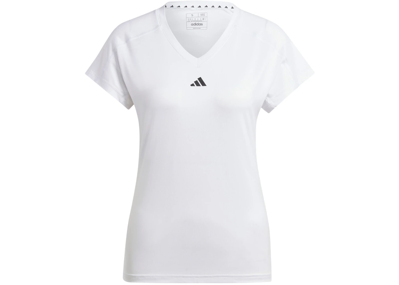 adidas Women's Aeroready Train Essentials Minimal Branding V-Neck Tee White