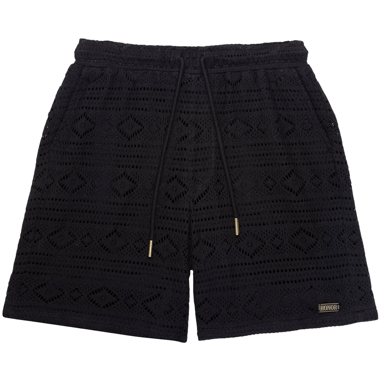 Honor The Gift Pointelle Crochet Drawcord 7" Short 'Black'