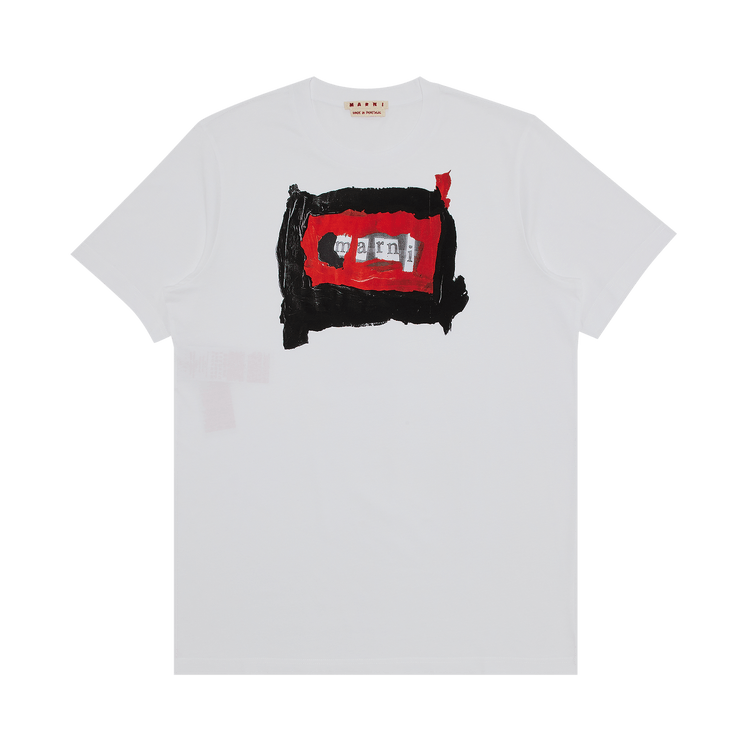 Marni Painted Collage Logo Jersey T-Shirt 'Lily White'