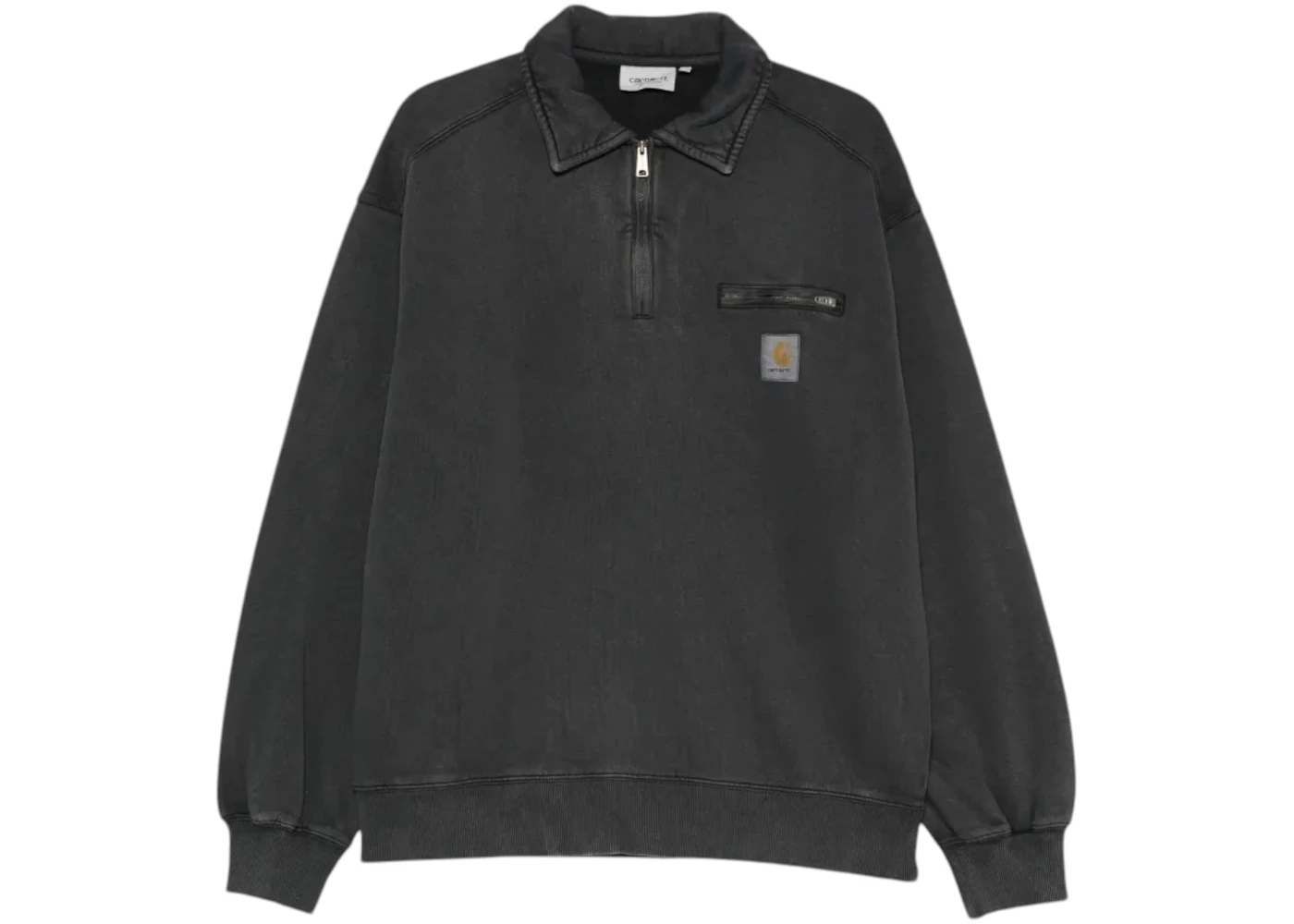 Carhartt WIP Half Zip Detroit Sweatshirt Black (Stone Washed)