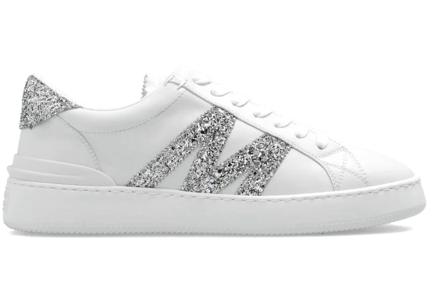 Moncler Monaco Low Top White Silver Glitter
