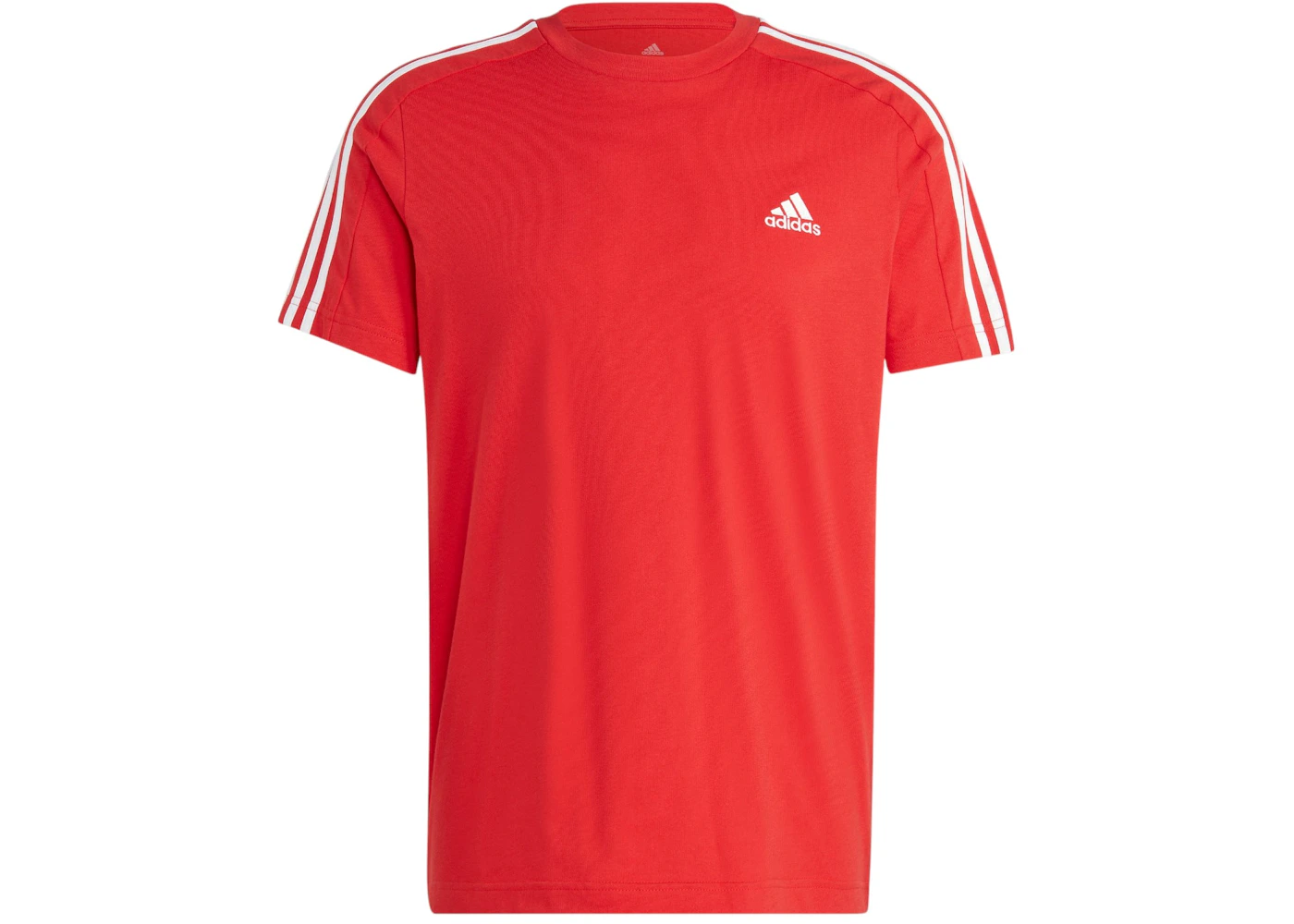 adidas Essentials Single Jersey 3-Stripes T-Shirt Better Scarlet White