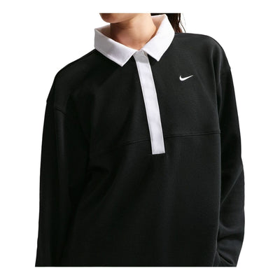 (WMNS) Nike Sportswear Oversized Polo 'Black White'