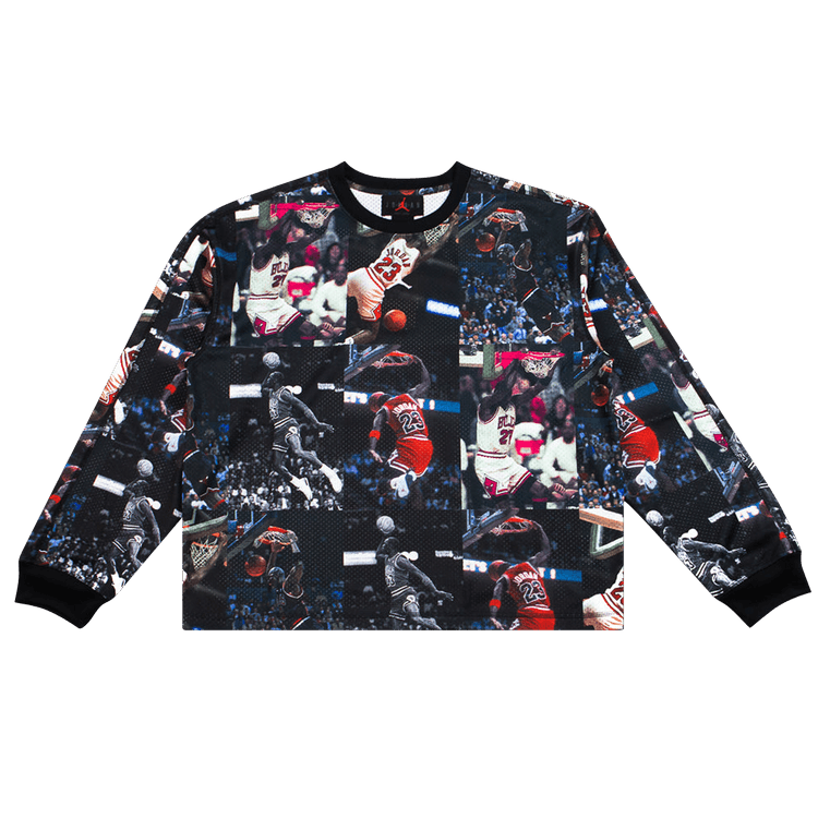 Air Jordan All Over Print Crewneck Shirt 'Black/White'