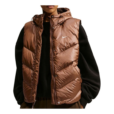 (WMNS) Nike Sportswear Windpuffer Loose Storm-FIT Hooded Down Vest 'Cacao Wow Sail'
