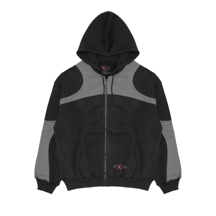 Air Jordan Oversized Full-Zip Hoodie 'Black/Iron Grey/Gym Red'