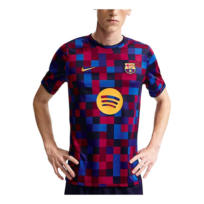 Nike x F.C. Barcelona Home Dri-FIT Pre-Match T-Shirt 'Noble Red Blackened Blue Mineral Yellow'