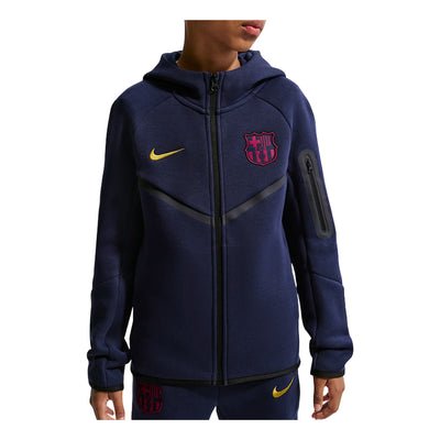 (GS) Nike x F.C. Barcelona Tech Fleece Full-Zip Hoodie 'Blackened Blue Mineral Yellow'