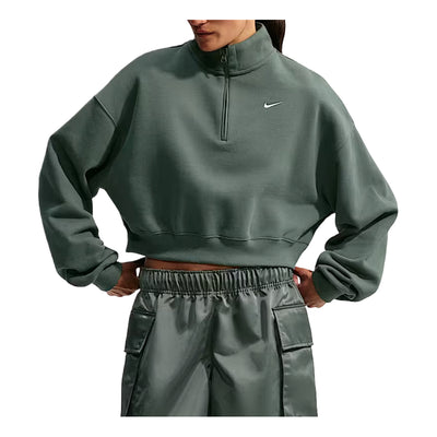 (WMNS) Nike Studio Fleece Medium Weight Oversized 1/4-Zip Cropped Top 'Camo Green Sail'