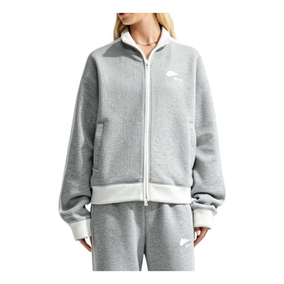 (WMNS) Nike Studio Fleece Medium Weight Nike Run Club Track Jacket 'Dark Grey Heather/Sail'