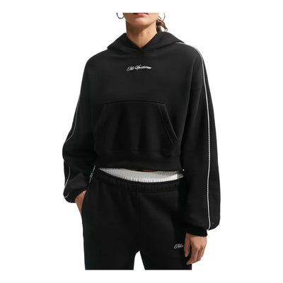 (WMNS) Nike Studio Fleece Medium Weight Graphic Pack Cropped Hoodie 'Total Black Sail'