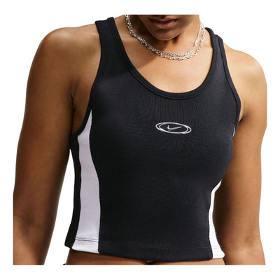 (WMNS) Nike Sportswear Tight Cropped Tank Top 'Black White Metallic Silver'