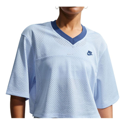 (WMNS) Nike NSW Heritage Festival Crop Mesh Jersey 'Hydrogen Blue Mystic Navy'
