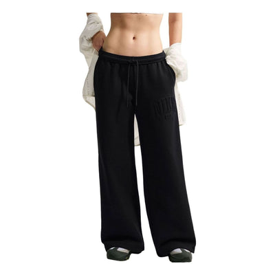 (WMNS) Nike Studio Fleece Medium Weight Mid-Rise Wide-Leg Pants 'Total Black'