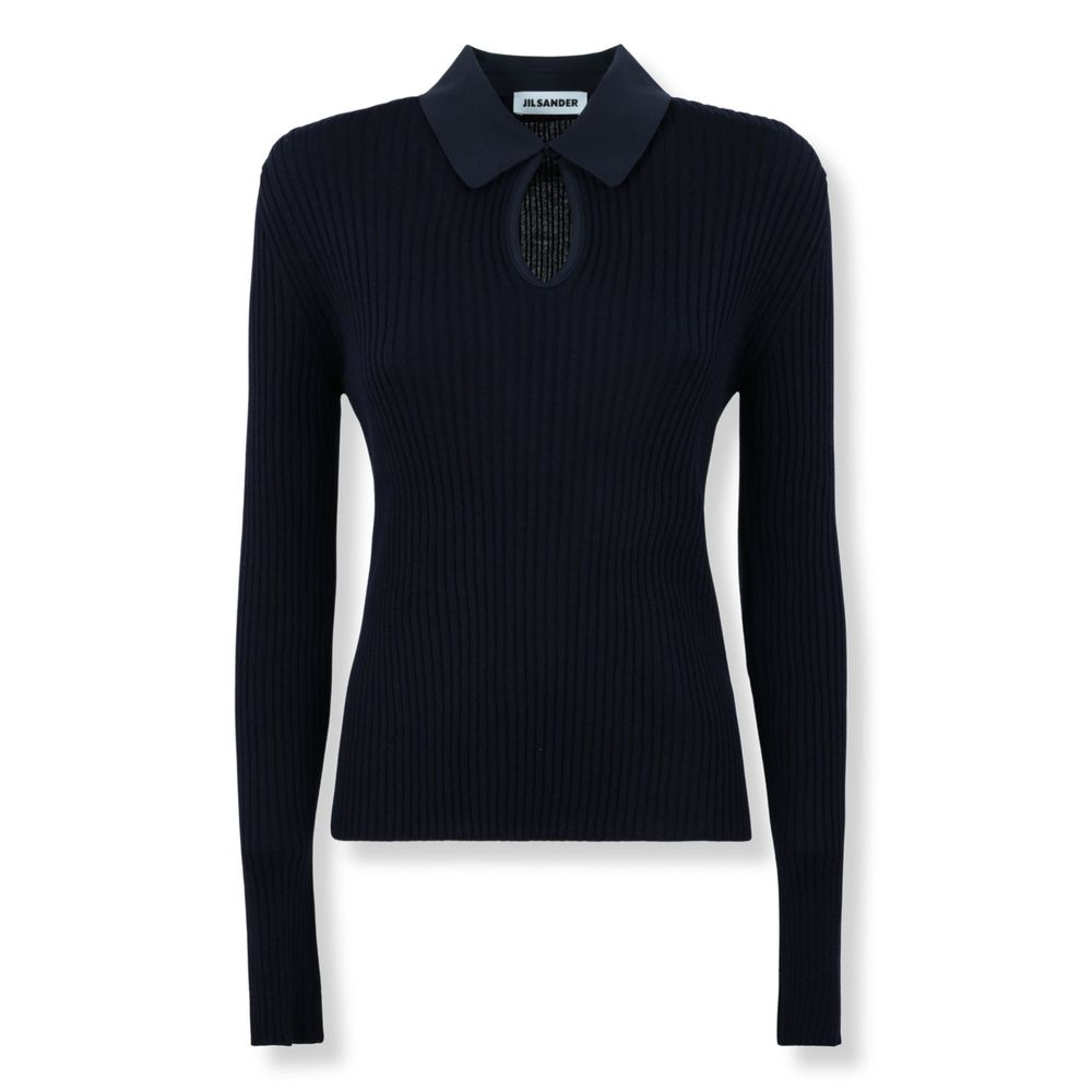 Jil Sander Ribbed Polo Knitted Top