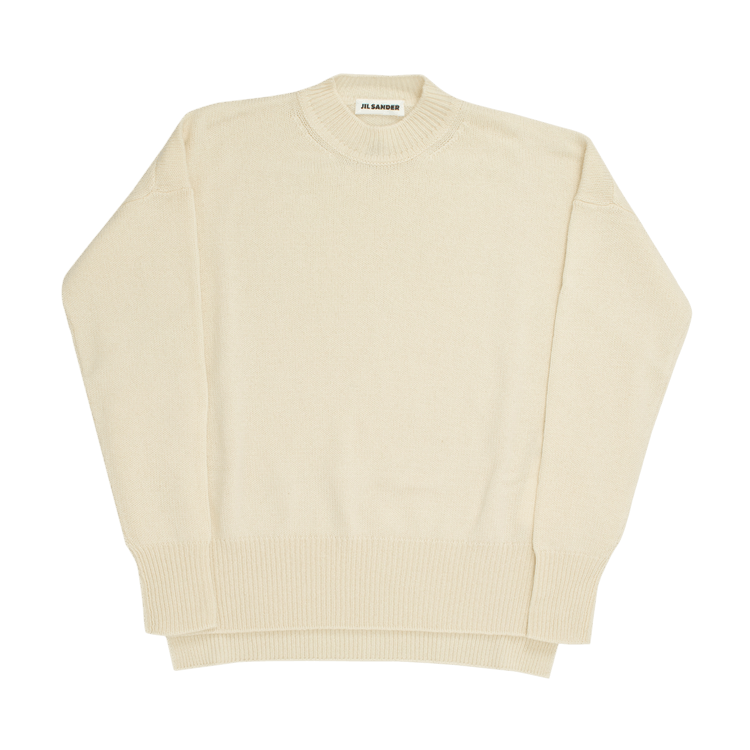 Jil Sander Cashmere Boyfriend Fit Long-Sleeve Jumper With Side Slits 'Natural'