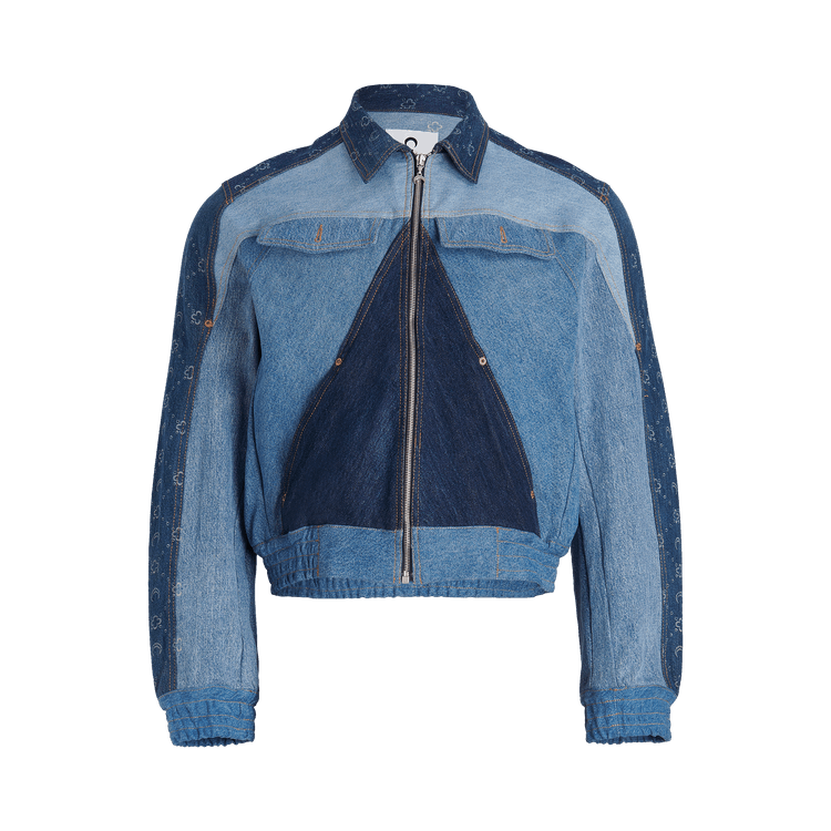 Marine Serre Regenerated Denim Moonogram Working Jacket 'Medium Dark Blue Moonogram'