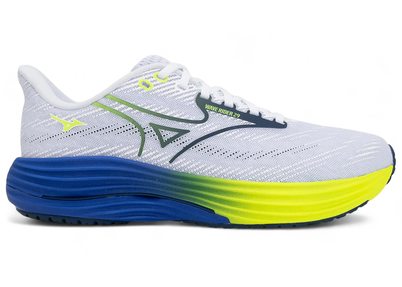 Mizuno Wave Rider 29 Estate Blue White Lighning Yellow