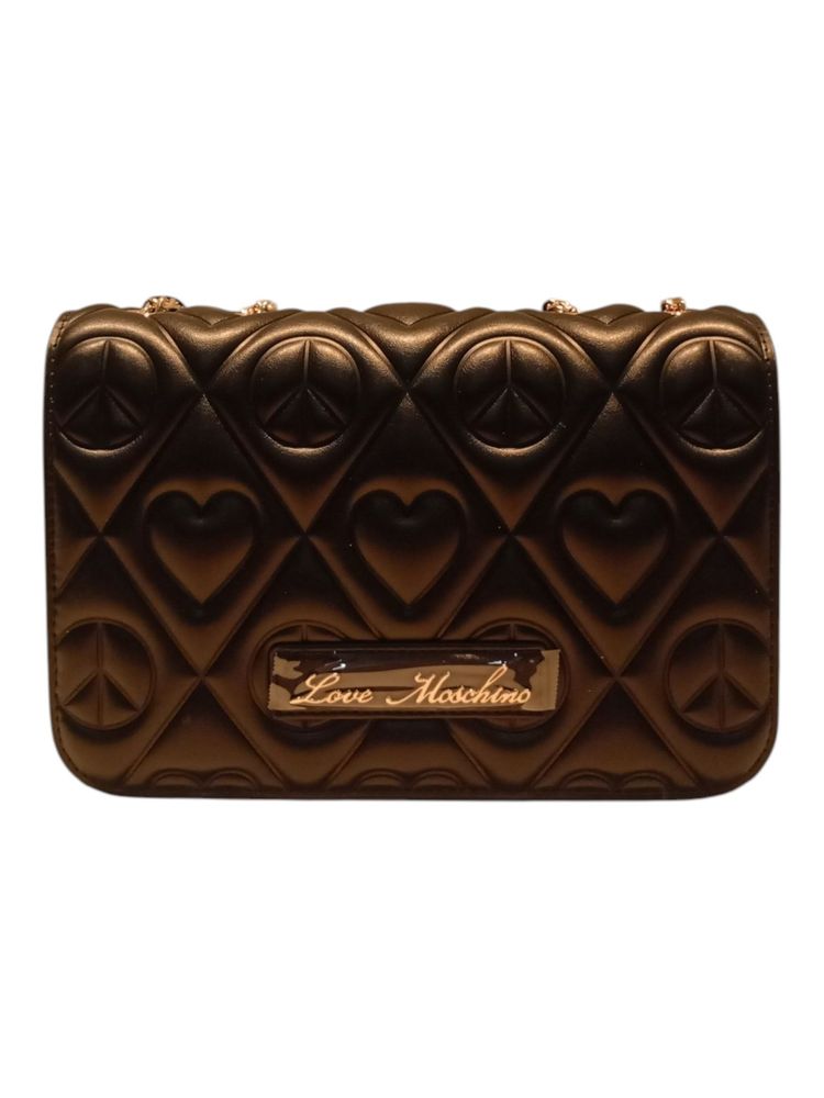 Love Moschino Quilted Logo Plaque Shoulder Bag