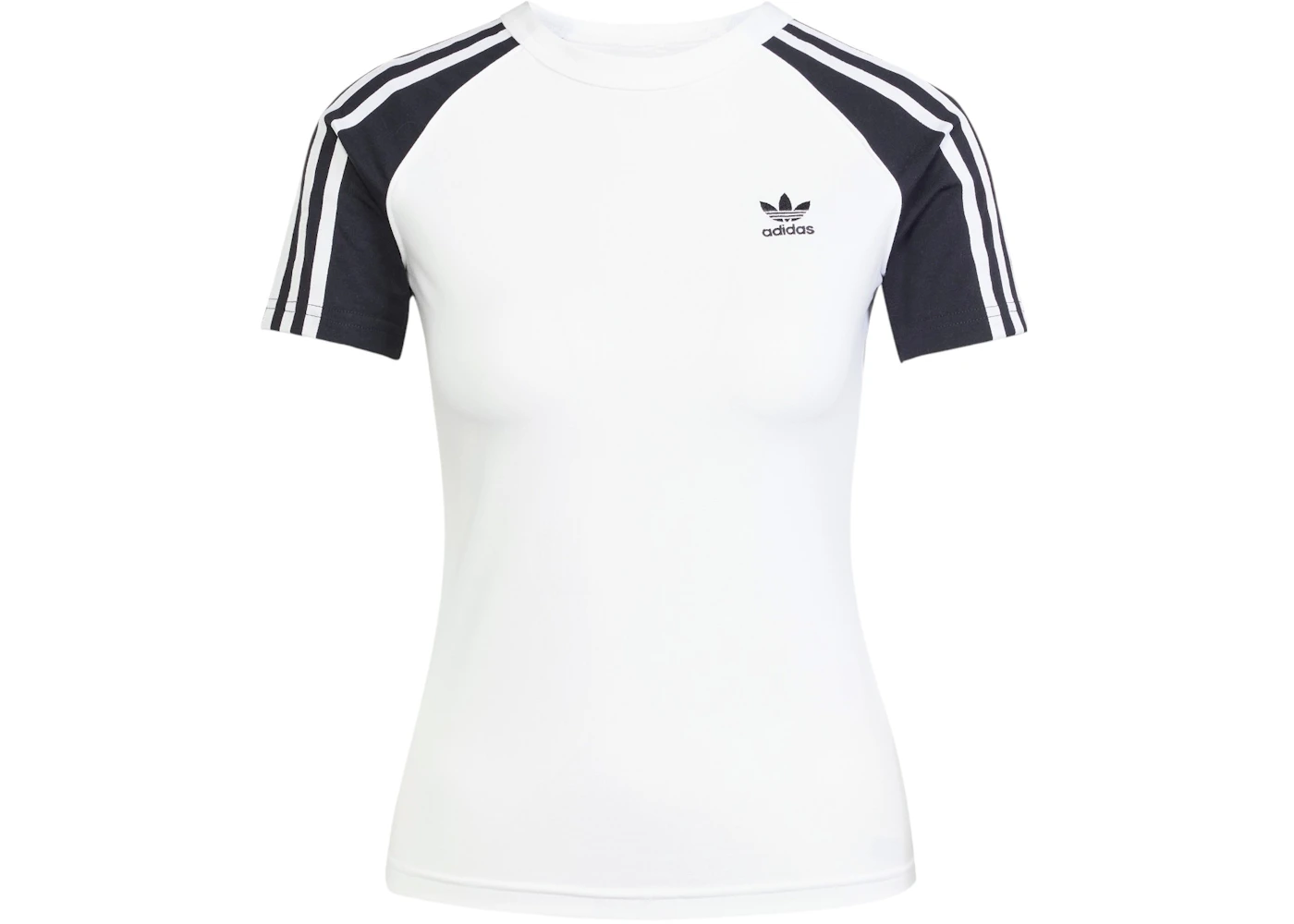 adidas Women's Adicolor 3-Stripes Raglan Slim T-Shirt White/Black