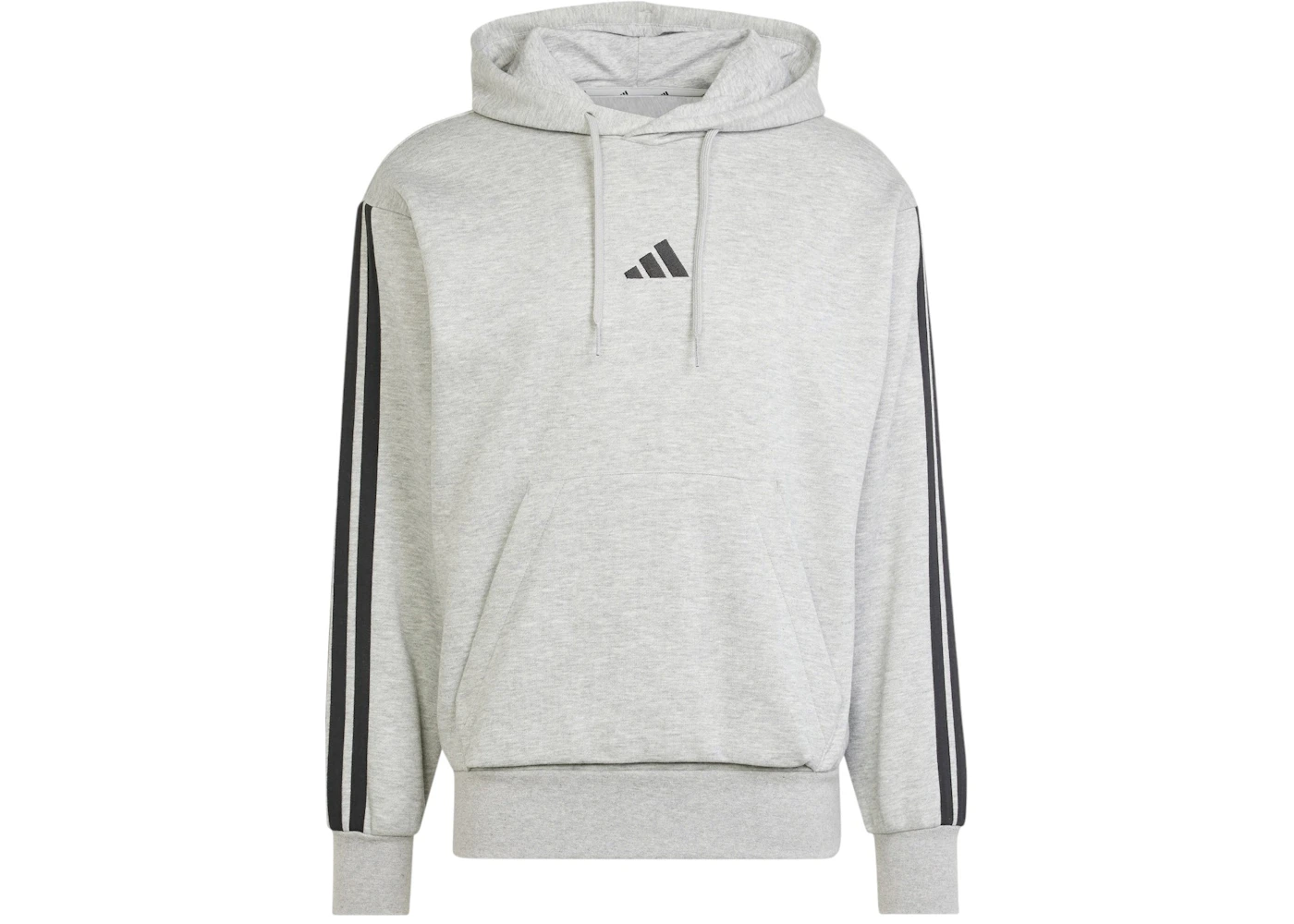 adidas Essentials 3-Stripes Fleece Hoodie Medium Grey Heather Black