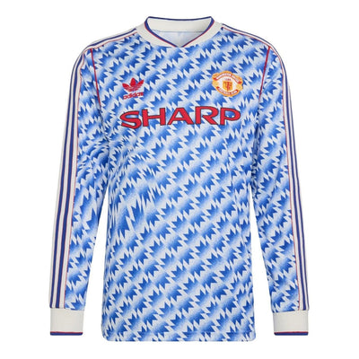 adidas Manchester United Away Long Sleeve Jersey Asia Sizing 90 Asia Sizig 'Blue'