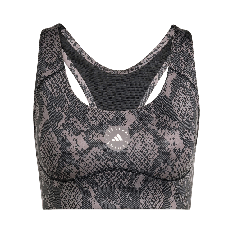 Adidas x Stella McCartney Power Impact Training Bra Medium Support Printed 'Charcoal/Black'