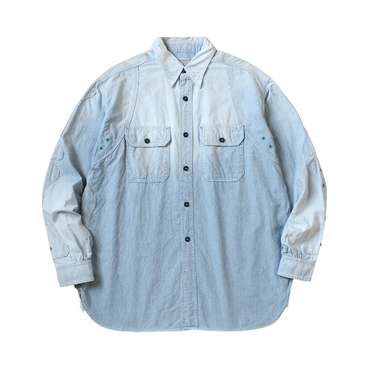 Kapital Chambray 2tones Bone Patch Ventilator Workshirt 'Sax'
