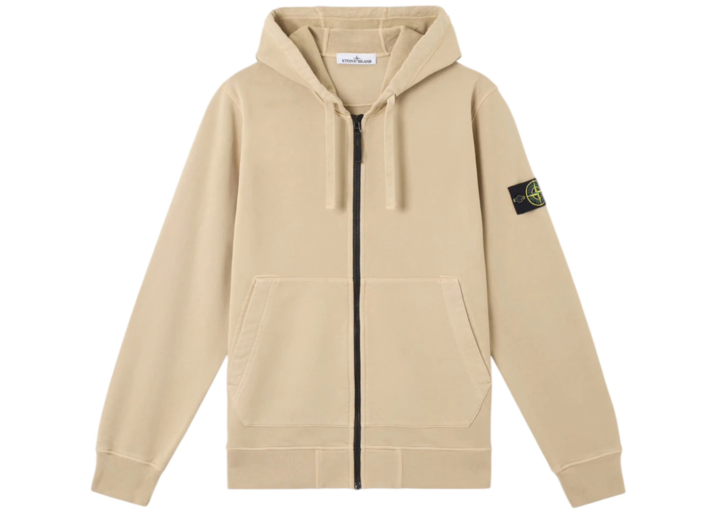 Stone Island Organic Cotton Fleece Regular Fit Zip-Up Sweatshirt Desert