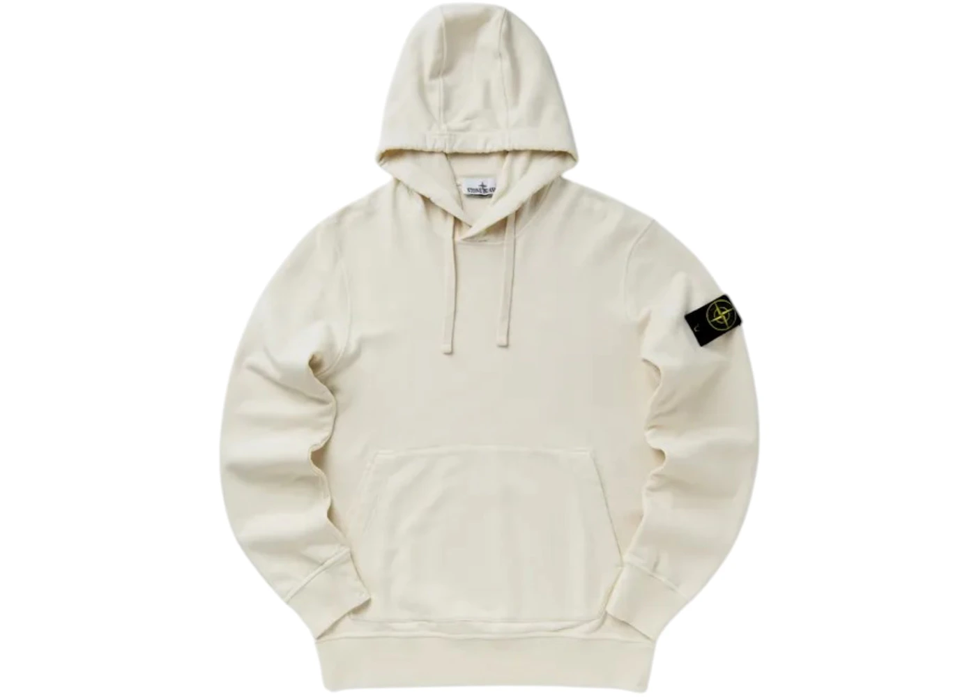 Stone Island 6100062 Organic Cotton Fleece Regular Fit Hooded Sweatshirt Ivory