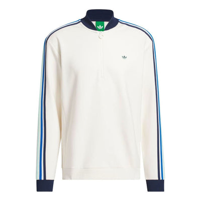 adidas 3-Stripe Half-Zip Sweatshirt Asia Sizing 'Chalk White Night Indigo'