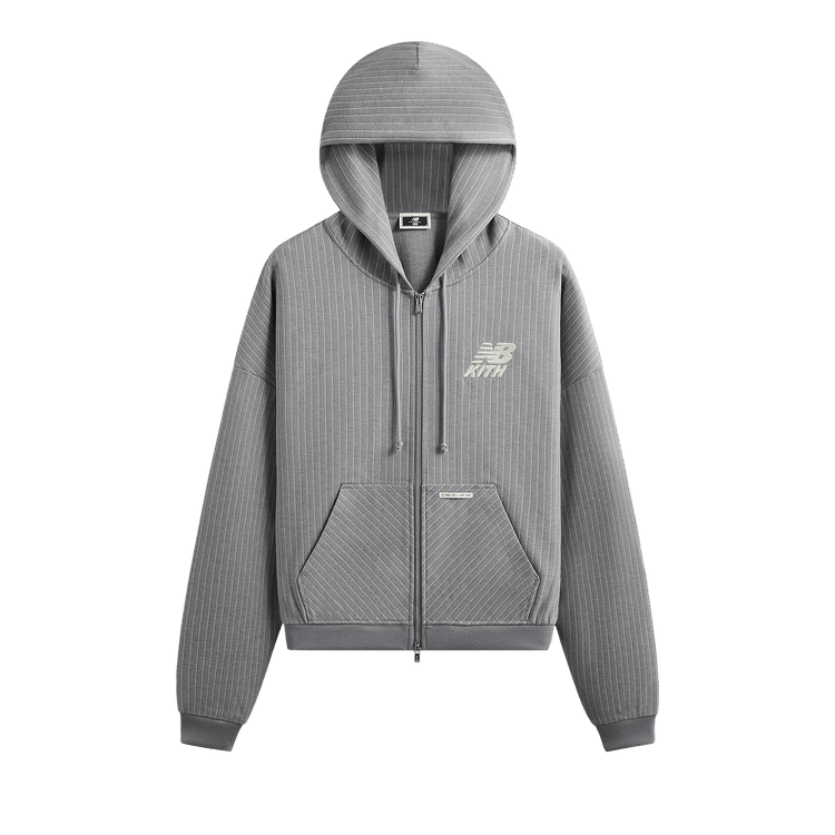 Kith x New Balance Pinstripe Braxton Zip Hoodie 'Smoke'