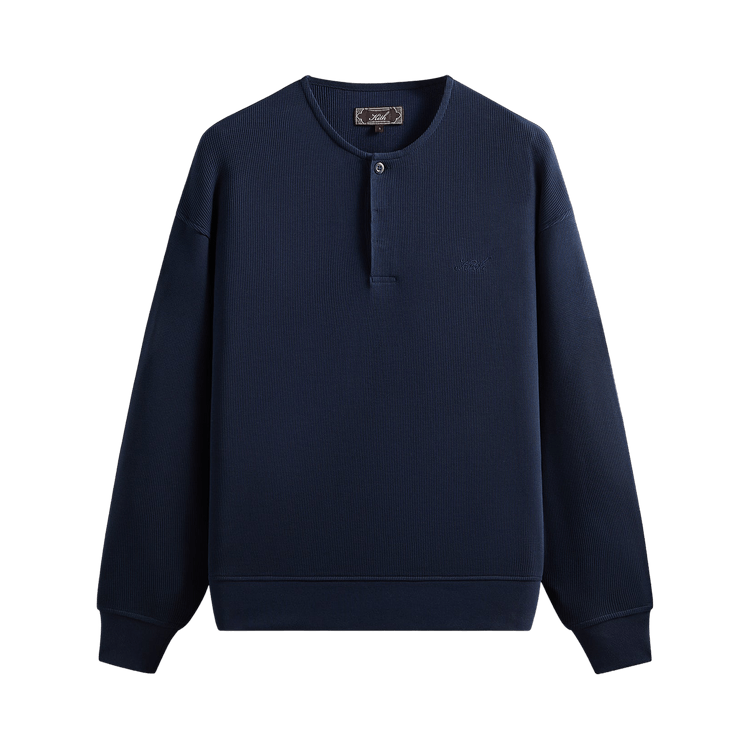 Kith Micro Waffle Long Sleeve Colby Pullover 'Nocturnal'
