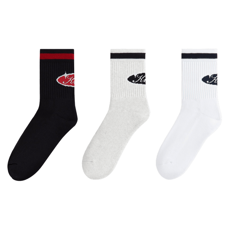 Kith 3-Pack Striped Cotton Mid Crew Socks 'Multi'