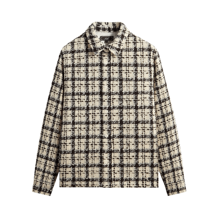 Kith Boucle Plaid Boxy Collared Overshirt 'Sandrift'
