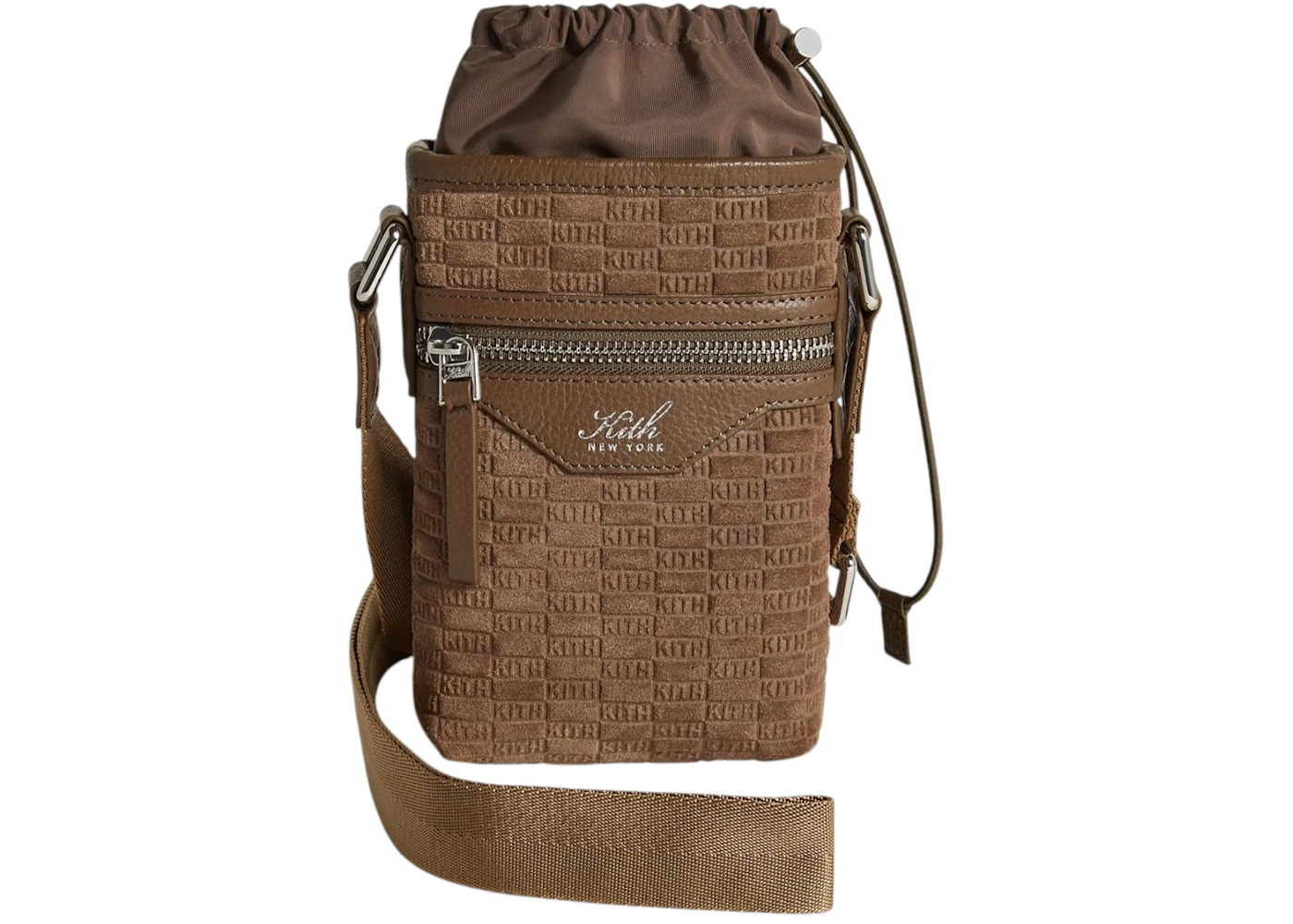 Kith Monogram Suede Drawstring Pouch Java