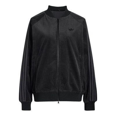 (WMNS) adidas Corduroy SST Oversized Track Top Asia Sizing 'Black'