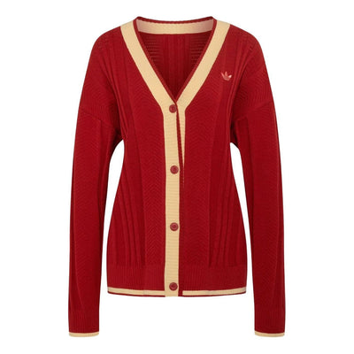 (WMNS) adidas Cable Knit Cardigan Asia SIzing 'Team Victory Red'