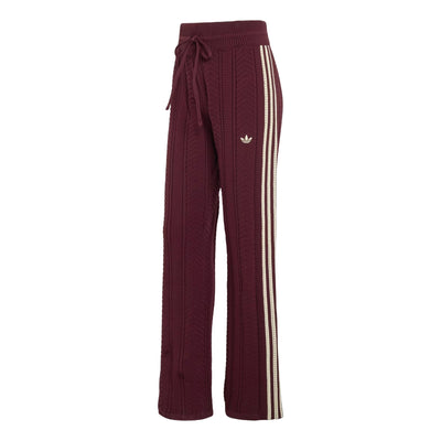 (WMNS) adidas Wide-Leg Track Pant Asia SIzing 'Maroon Warm Vanilla'