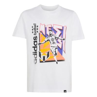 (GS) adidas x Messi Fun Graphic T-Shirt Asia Sizing 'White'